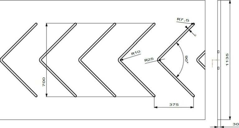 Chevron conveyor belt profile C-15 CV 700
